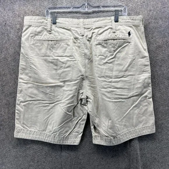 Polo Ralph Lauren Shorts Mens 38 Beige Relaxed Fit Chino Flat Front Summer - Picture 2 of 11